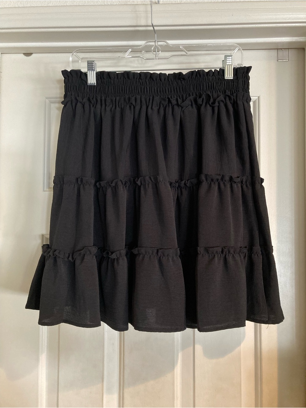 Black Tiered Smocked Waist Skort